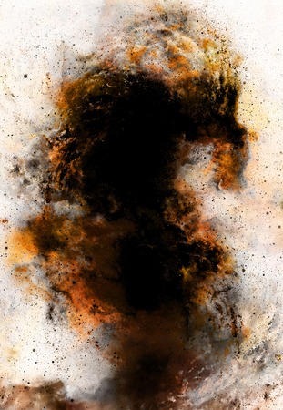 Cosmic space and stars, color cosmic abstract background. Fire and sepia effect in space.の写真素材