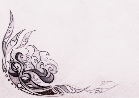 Ornamental Drawing. Original hand draw and computer collage.の写真素材