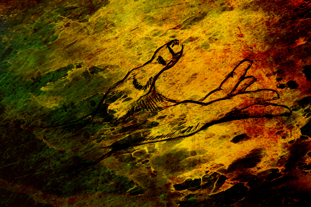 Drawing hand, pencil sketch on paper, sepia and vintage effect.の写真素材