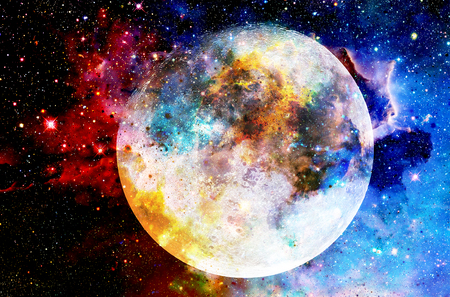 Cosmic space and moon. color cosmic abstract background.の写真素材