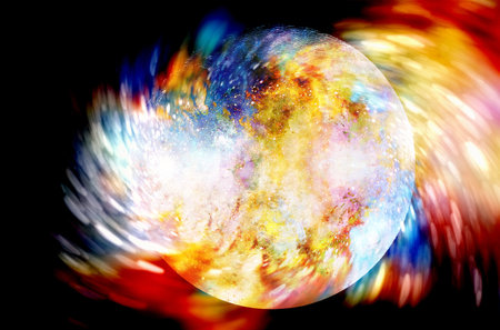 abstract background with cosmic energy swirling effect, colorful dynamic movement.の写真素材