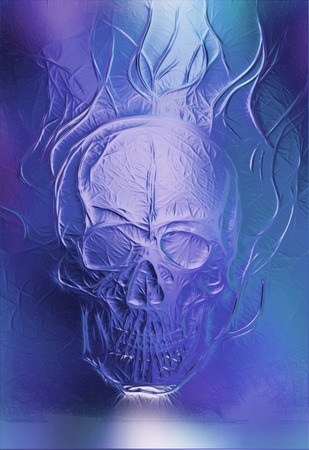 Skull. glass and fractal effect. Color abstract backgroundの写真素材