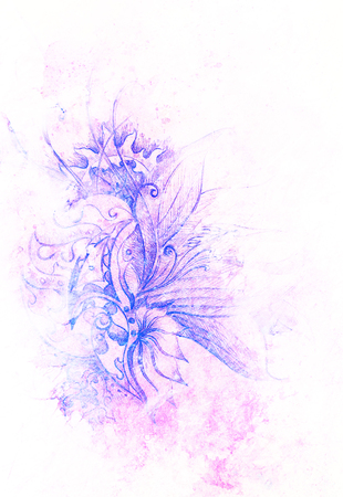 floral ornamental structure with filigrane pattern mandala on abstract background. Winter effectの写真素材