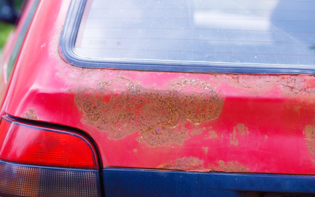 texture background rust on the hood of the car, Red carの写真素材
