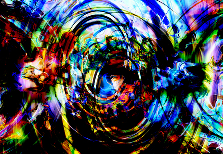 Centripetal circle shapes on abstract colorful cosmic.の写真素材