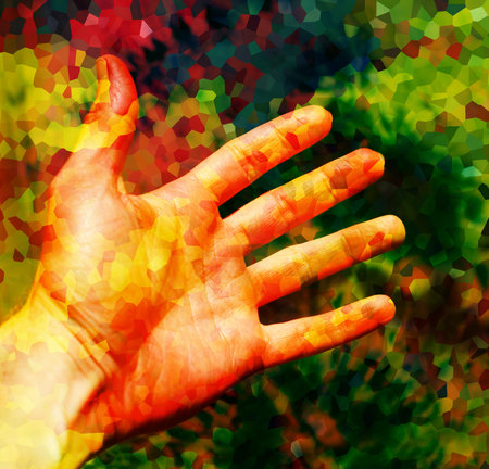 hand and color abstract background. Structure background.の写真素材