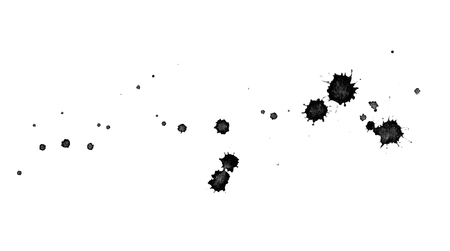 abstract black splashes on white watercolor paper. monochrome image.の写真素材