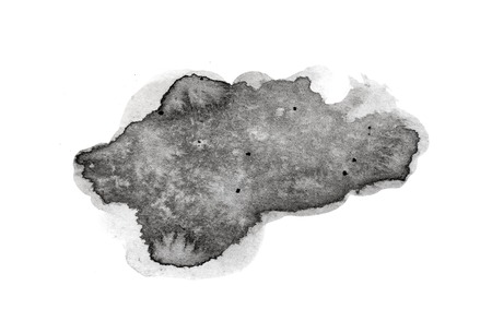 abstract black splashes on white watercolor paper. monochrome image.の写真素材