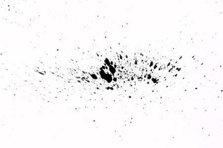 abstract black splashes on white watercolor paper. monochrome image.の写真素材