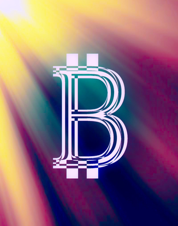 Bitcoin cryptocurrency concept, graphic collage, light effect.の写真素材