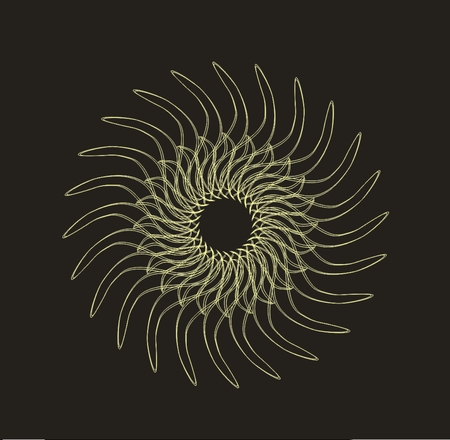 Ornamental mandala with filigrane linear pattern on black background. Vector illustrationのイラスト素材