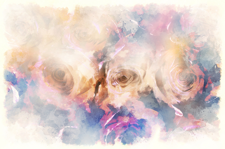 Decorative background with rose pattern, multicolored background.の写真素材