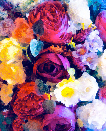 beautiful bouquet of flowers. Computer painting effectの写真素材