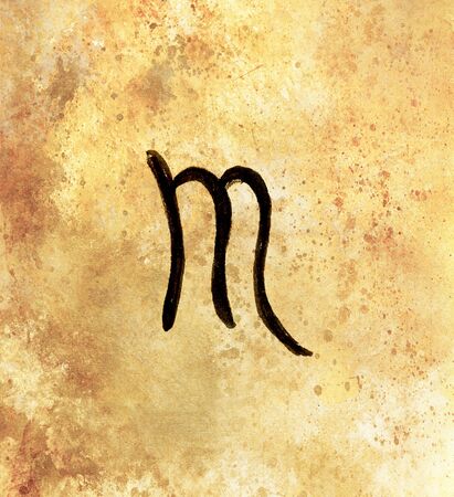 Hand drawn horoscope astrology symbols, sepia color.の写真素材