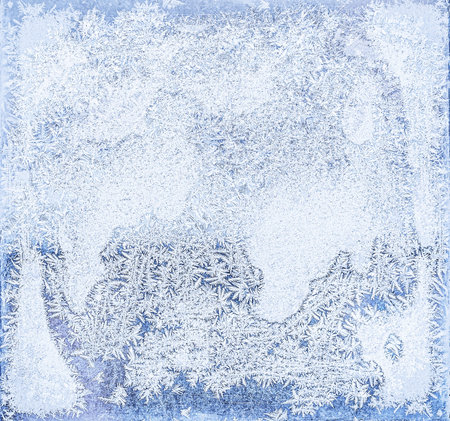 Frosty natural pattern on winter window, glass and Painting effect.