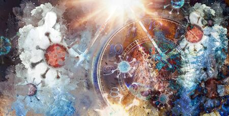 Clock showing five minutes to twelve. Time to stop and realize the values of life.の写真素材