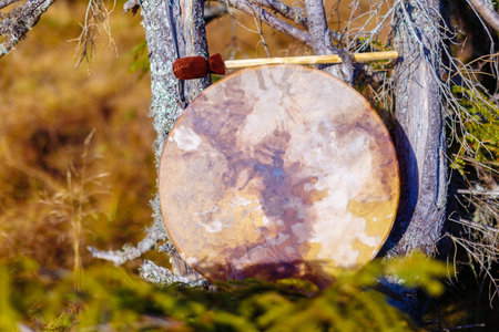 Shamanic drum in nature