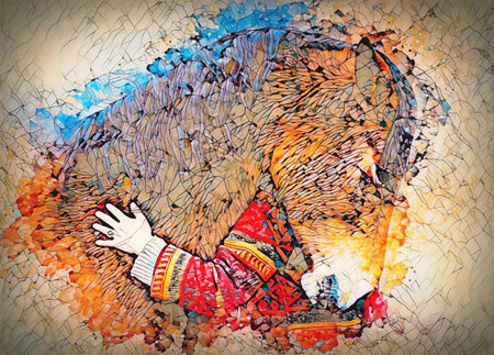 Loving horse and a girl, girl hugging a horse. Portrait woman and horse and softly blurred ...
