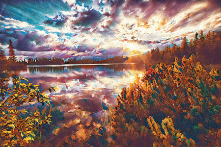 Beautiful landscape, lake with mountain in background.