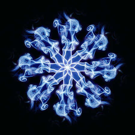 filigrane ornament with mandala shape on black backgrond.の写真素材