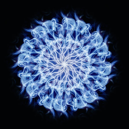 filigrane ornament with mandala shape on black backgrond.の写真素材