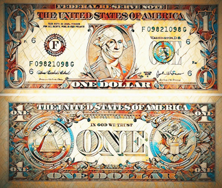 one dollar isolate on white paper background.