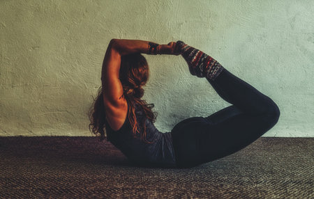 young woman in a yoga position.