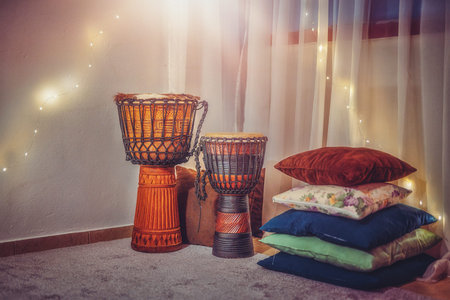 Original african djembe drum with leather lamina.