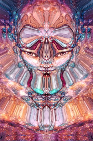 beautiful ornamental face on abstract background.の写真素材