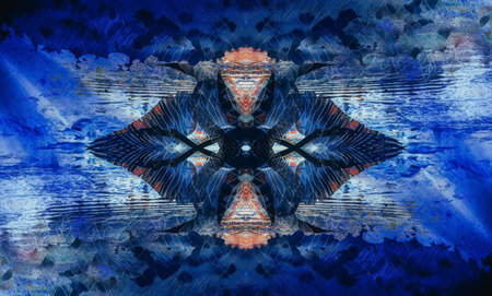 color ornamental mandala and softly blurred watercolor background.の写真素材