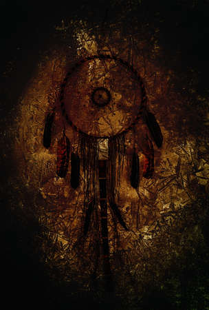 dream catcher on winter background, indian spiri.の写真素材