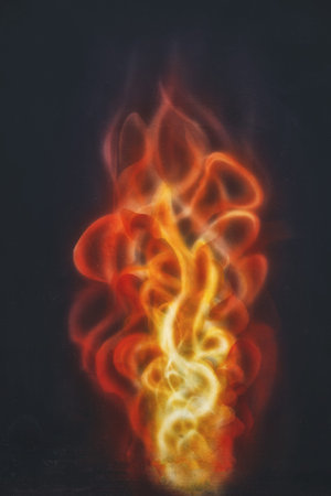 Painting Fire on black background, Airbrush painting.