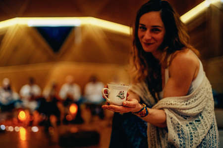 Cacao ceremony, heart opening medicine.の写真素材