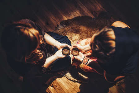 Cacao ceremony, heart opening medicine. Ceremony space.の写真素材