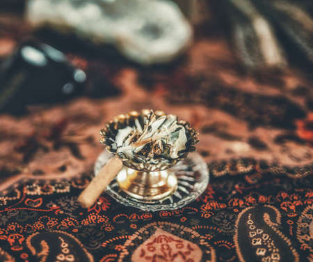 bunch of sage on the table, ceremony space.の写真素材