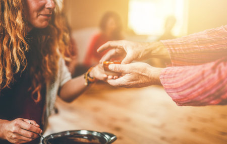 Cacao ceremony, heart opening medicine. Ceremony space.の写真素材