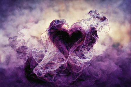 Heart shaped cloud, beautiful magic smoke heart.の写真素材