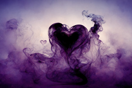 Heart shaped cloud, beautiful magic smoke heart.の写真素材
