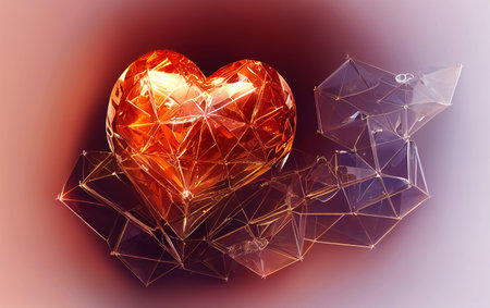Beautiful crystal heart on color blur background..の写真素材
