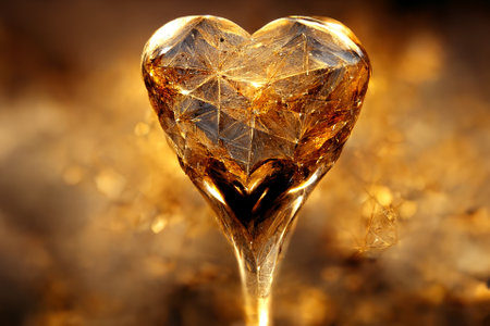 Beautiful crystal heart on color blur background..の写真素材