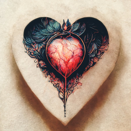 Beautiful heart, like a digital illustration.の写真素材