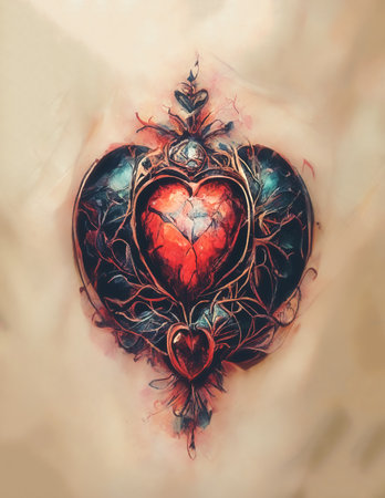 Beautiful heart, like a digital illustration.の写真素材