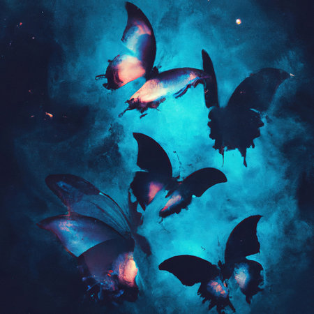 illustration of a color butterfly, abstract color background, digital art.の写真素材