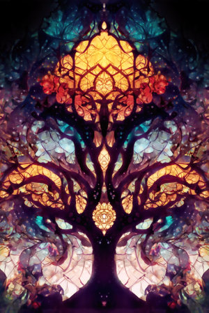 beautiful ornamental tree, digital art.の写真素材
