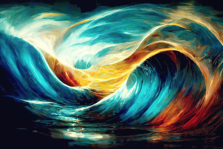 beautiful colored waves. Digital art.の写真素材