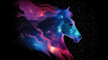 Horse in cosmic space. gnerative ai.の写真素材