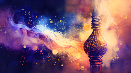 Incense on abstract background, watercolor style. generative aiの写真素材