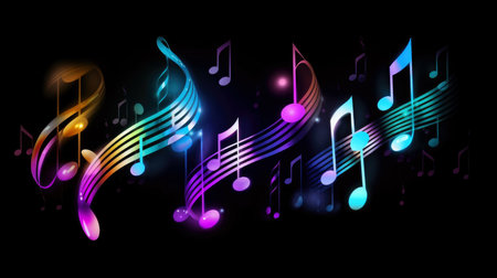 Music notes on abstract background. generative aiの写真素材