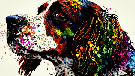 illustration of watercolor dog, abstract watercolor background, generative aiの写真素材