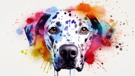 illustration of watercolor dog, abstract watercolor background, generative aiの写真素材